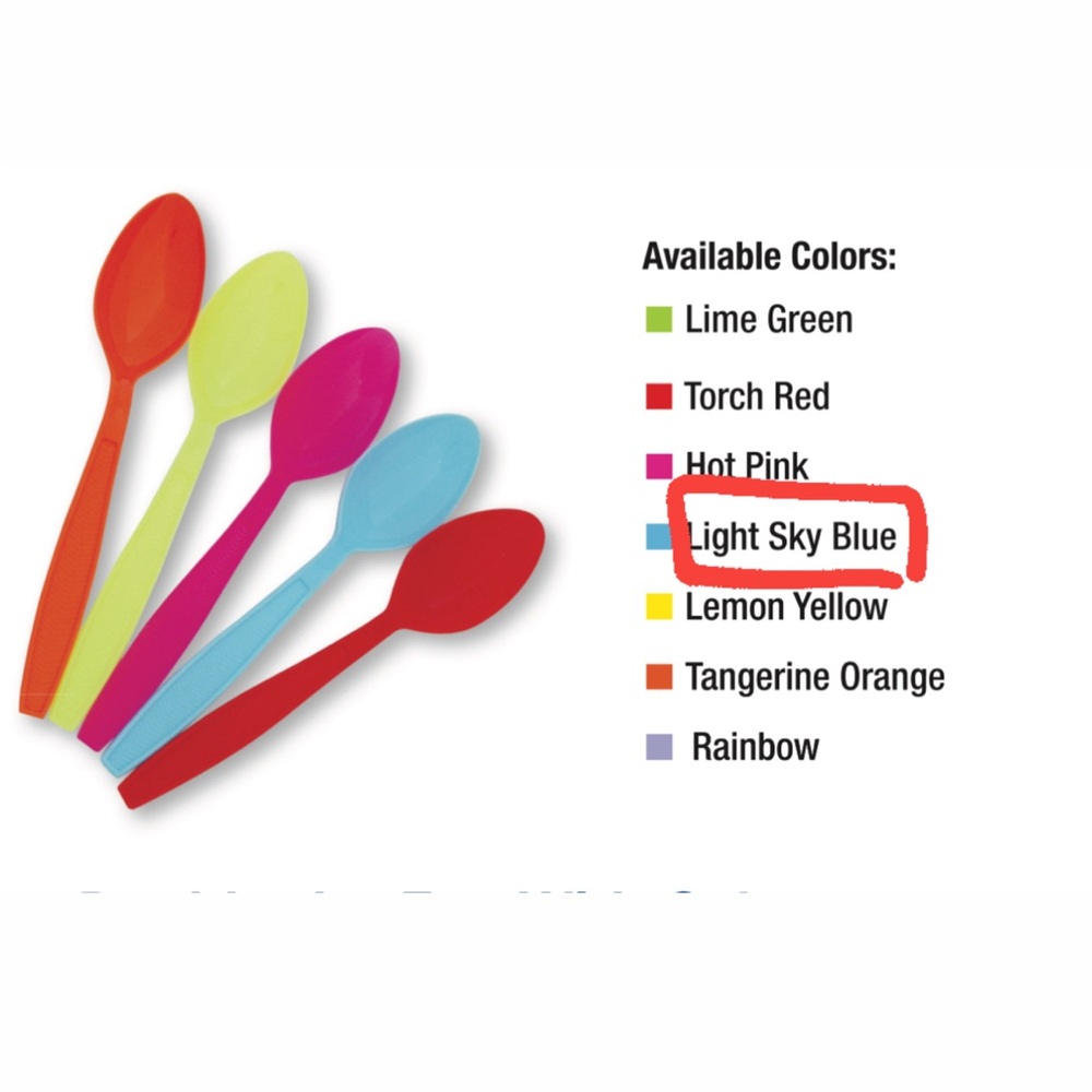 Choisons Colorful Plastic Spoons in Light Sky Blue 1,000 Pcs